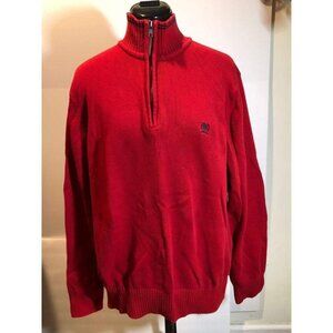 Tommy Hilfiger Crest Knitted Sweater Red Part Zip Size L